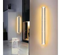HELCEKOU Applique da Esterno a energia Solare Super Luminose con Telecomando, 80 cm, Design Moderno e Minimalista in Acrilico e Alluminio per Giardino, Garage, Sicurezza del Cortile (Luce Calda)