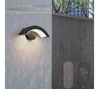 HELCEKOU Applique da Esterno a LED RGB, Moderne, dimmerabili, con Cambio Colore, Telecomando e Controllo Tramite App, Impermeabili IP65, Ideali per Ingresso, Giardino, terrazza, Garage (Nero, 21 cm)