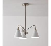 HELCEKOU Lampadario da soffitto Classico Bianco Cromato di metà secolo Compatibile con la Sala da Pranzo 3/5 lampione Soggiorno Moderno Pendente Asta Regolabile - Apparecchio di Illuminazione, per