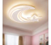 HELCEKOU Moderna plafoniera, Luce LED dimmerabile Creativa a Forma di Luna e Stella, Ideale per camerette dei Bambini, cameretta dei Bambini, 18 Pollici, 3000-6000K, Prodotta in Cina.