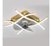 HELCEKOU Ventilatore da soffitto con Luce, Inverter, Corpo in Ferro, Motore in Rame Puro, Silenzioso, per Camera da Letto e Soggiorno (Oro)