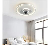 HELCEKOU Ventilatore da soffitto con Luce LED, Invisibile, Silenzioso, con Telecomando, dimmerabile, Rotondo, Bianco, per Camera da Letto, Sala da Pranzo, Sottile, Pezzo Unico 40CM/50CM (50C