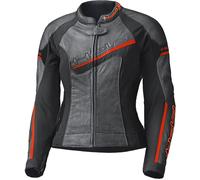 Held Debbie II Giacca in pelle da moto da donna traforata, nero/rosso, Taglia 36