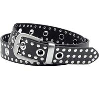 Held leather belt with rivets and eyelets 95 male Nero