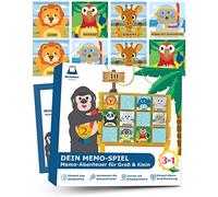 HELDENGUT® geliebtes 3in1 Memo für Kinder ab 2 Jahre [Inkl. 7 Spielmöglichkeiten & liebevolles Memo Karten Design] - Montessori Spielzeug ab 2 Jahre bis 6 Jahre ideal als Lernspielzeug