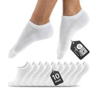 HELDENWERK 10 paia di calzini da sneaker, da uomo e da donna, in cotone pettinato, con fascia confortevole, senza cuciture a pressione, set di calzini corti unisex, bianco, 39-42