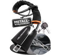 HELDENWERK® Artiglio volante per auto e camper in metallo - Misura universale - Blocco volante con corda d'acciaio spessa - Immobilizzatore antifurto con 3 chiavi di sicurezza (nero)