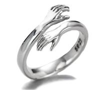 Helen de Lete, Anello originale “Come to my arm”, regolabile, in argento Sterling 925, a forma di abbraccio