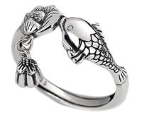 Helen de Lete Anello regolabile in argento Sterling S925 a forma di fiore di loto