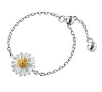 Helen de Lete Anello regolabile in argento Sterling S925 con fiori freschi e margherite
