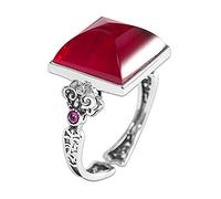 Helen de Lete Anello regolabile in argento Sterling S925 con piramide rossa, design originale