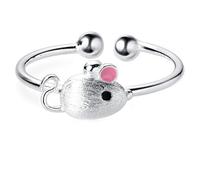 Helen de Lete Anello regolabile in argento Sterling S925 con topo rosa