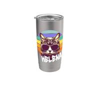 HELENA - Bel nome da ragazza con un gatto cool Bicchiere termico in acciaio inox doppia parete