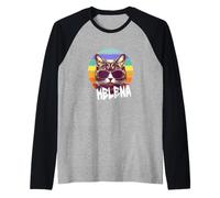 Helena - Bel Nome da Ragazza con Un Gatto Cool Maglia con Maniche Raglan