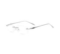 HELES Uomini Affari Senza Montatura Rettangolare Occhiali Da Lettura Policarbonato UV+420cut Blocco Luce Blu, #3 Argento, +3.00 Strength