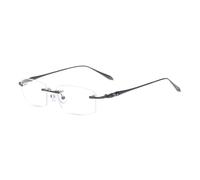 HELES Uomini Affari Senza Montatura Rettangolare Occhiali Da Lettura Policarbonato UV+420cut Blocco Luce Blu, #1 canna di fucile, Plano Lens(0.00)