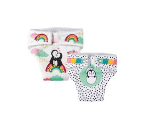 Heless 120 120-Fabric Nappies for Dolls in Penguin Dots Design, Pack of 2 with V