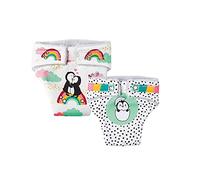 Heless 1201 - Pannolini in Tessuto per Bambole a Pois Pinguino, 2 Pezzi con Chiusura in, Misura 28-35 cm