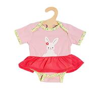 Heless 1321 - Vestiti per Bambole Design Bunny Lou, Body con tutù, Applicazione di Coniglietto e Motivo Floreale per Bambole e Peluche di Taglia 28-35 cm