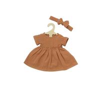 Heless 1425 - Vestiti per Bambole in 100% Cotone Biologico, Set di 2 Pezzi con Vestito e Cerchietto in Caramello per Bambole e Peluche di Dimensioni 28-35 cm