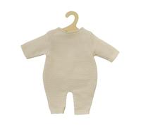 Heless 1480 - Vestiti per Bambole in 100% Cotone Biologico, Tutina in Maglia Ecru per Bambole e Peluche di Dimensioni 28-35 cm