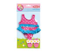 Heless 187 - Abbigliamento per Bambole, Bikini a Pois con Ciabattine abbinate, 28-35 cm