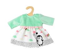 Heless 2124 - Vestito per bambole a pois pinguino in morbido velours e stampa pinguino, misura 35-45 cm