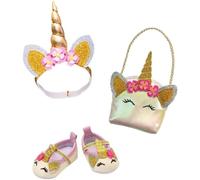 Heless 231 - Puppenzubehör im Design Glitzer-Einhorn, 3-teiliges Accessoire Set