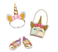 Heless 231 - Puppenzubehör im Design Glitzer-Einhorn, 3-teiliges Accessoire Set