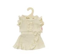 Heless 2422-Vestiti 100% Cotone Biologico, Set di 2 Pezzi con Gonna a Portafoglio e Top a Balze in Ecru per Bambole e Peluche di Dimensioni 35-45 cm, Colore Beige, 2422