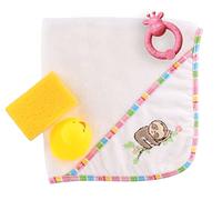 Heless 279 - Set per la cura delle bambole, 4 pezzi, con cappuccio, accessori inclusi, bradipo in ratina, per bambole da 38 a 45 cm