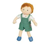 Heless 508-Bambola di Peluche Fred con Salopette e Camicia Verde da Indossare e togliere, Alta Circa 22 cm da coccolare, Giocare e Amare, Colore Beige, White, Blue, Universal, 508