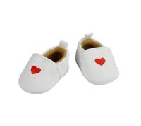 Heless 530-Pantofola, Bianco e con Cuore, per Bambole e Peluche di Dimensioni 38-45 cm, Colore White, One Size, 530