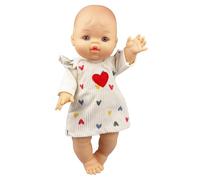 Heless 54035 - Set per Bambole con Bambola Gordi Girl e Abito in Velluto a Coste Beige con coriandoli Rossi, Misura ca. 34 cm