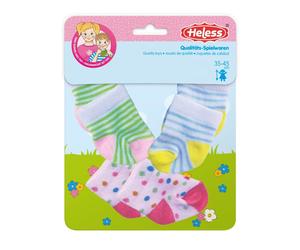 Heless 8791 Doll Clothes in Funny Animals Design, Set of 3 Socks with Colourful