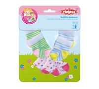 Heless 8791 - Vestiti per Bambole con Design di Animali Divertenti, Set di 3 Calzini con Motivi Colorati in 3 Disegni, per Bambole e Peluche di Dimensioni 28-35 cm