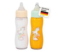 Heless 930 - Set di biberon magici per Bambole Unicorn Henri, Accessori per Bambole con 2 biberon con Latte e Succo di Frutta