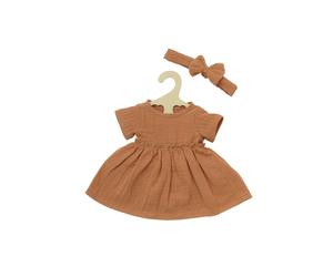 Heless Jurk met ruches en haarband caramel (35-45cm)