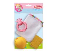 Heless 275 - Set da Bagno per Bambole, 4 Pezzi, Guanto, Spugna, Anatra da Bagno e sonaglio, per Un Divertimento omogeneo