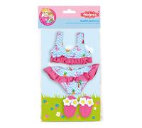 Heless 199 - Set da Nuoto per Bambole, 3 Pezzi, Bikini con Altalena da Bagno, Fenicottero, Misura 28-35 cm, per Divertimento nelle Calde giornate estive