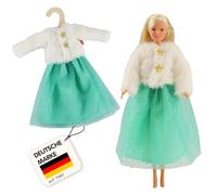 Heless Time2Shine 8370 - Giacca in Peluche per Bambole con Gonna in Tulle Yuki, nei Colori Turchese e Bianco, per Bambole Fashion di 29 cm di grandezza