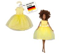 Heless Time2Shine 8513 - Abito in Bouclé Sunshine in Giallo, con Gonna in Tulle, Glitter e Fiocco, per Bambole Fashion Taglia 29 cm