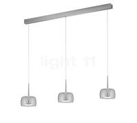 Helestra Flute Lampada a sospensione LED 3 fuochi, traslucido chiaro paralume in vetro