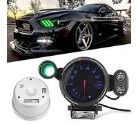 HELEVIA 3,75 Pollici di Tachometro, Retroilluminazione a LED, 11000 Giri/Min con Luce di Avvertimento, Memoria, Viso Affumicato Nero, per Sport Motori Professionali, Luce a Turno (Luce blu)