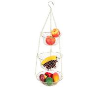 HELEVIA Cesto per Frutta Sospeso Rimovibile a 3 Livelli, Organizer per la Conservazione delle Verdure per L'orto con Design in Ferro Scavato