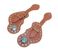 HELEVIA Cinghie per Speroni, Set di 2 Stivali da Cowboy Equipaggiamento Accessori Equestri Regolabili con Decorazione di Strass di Cristallo, per Equitazione al Pascolo Ra