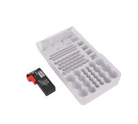 HELEVIA Custodia di Conservazione Dell'organizzatore della Batteria con Tester Contiene 93 Batterie Clear LID Porta del Supporto Batteria per i Lavori di Viaggio