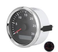 HELEVIA Indicatore Sensore Contagiri, Display LCD 3000 Giri/min IP67 12V / 24V Luce Rossa, Adatto a Vari Modelli di Veicoli, Puntatore Motore Passo-Passo, (Copertura Argentata con quadrante Nero)