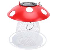 HELEVIA Mangiatoia per Uccelli a Luce Solare a Fungo, Simpatico Ferro in Metallo Appeso per Esterni Decorativi da Giardino, Cortile, con Filo di Acciaio Regolabile, per Attirare gli