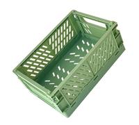 HELEVIA Mini Cestino in Plastica Pieghevole, Cassa di Stoccaggio Pieghevole con Design a Nastro per Conto Manuale per L'organizzazione di Articoli di Cancelleria da Scrivania (Verde)